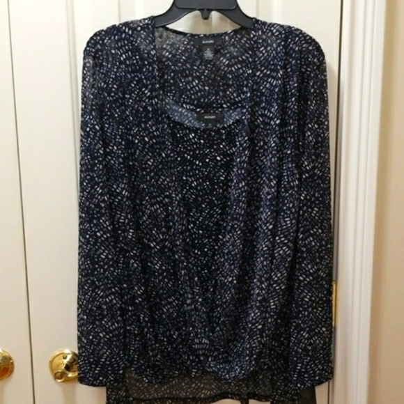 NWT Semi-Sheer Blouse by Alfani. The Long Sleeves are Sheer. Size XL - Picture 10 of 13